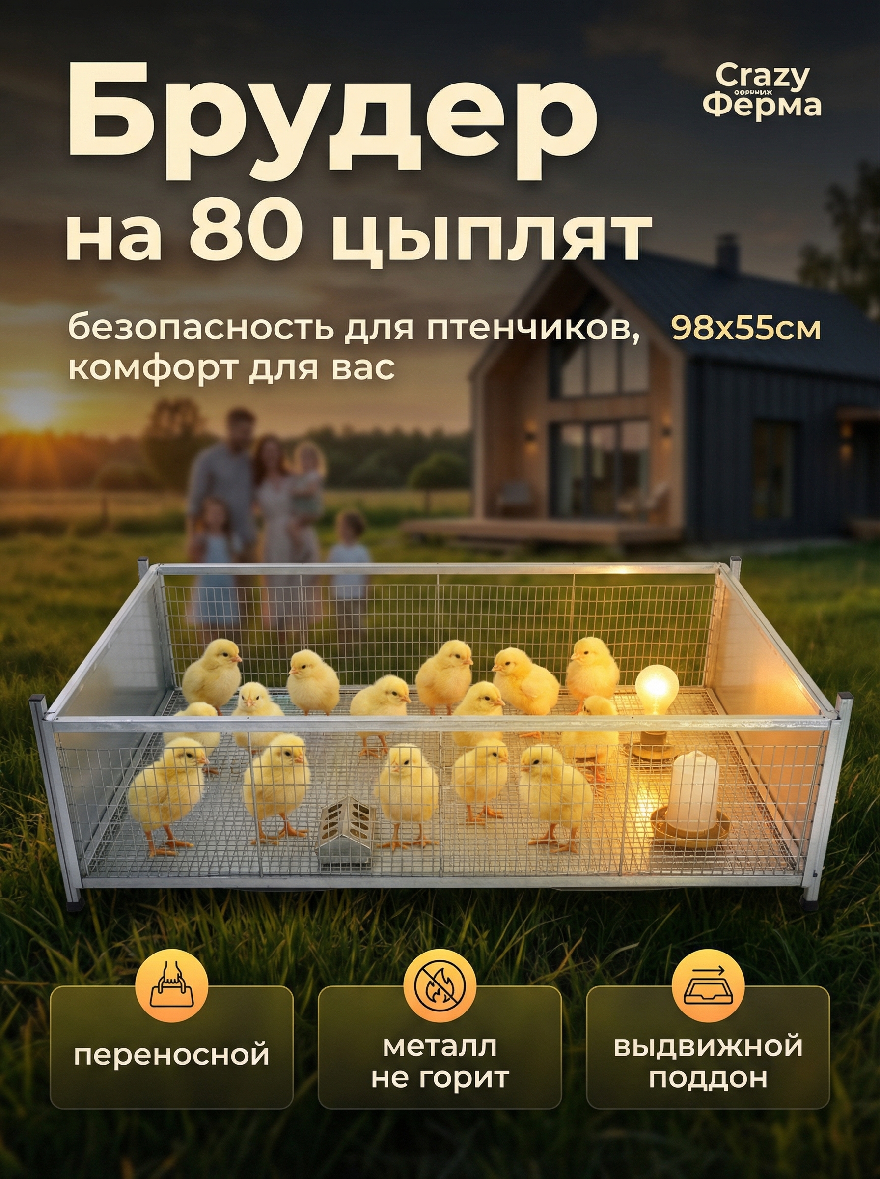 Выгул Манеж для цыплят брудер для домашней птицы увеличенный